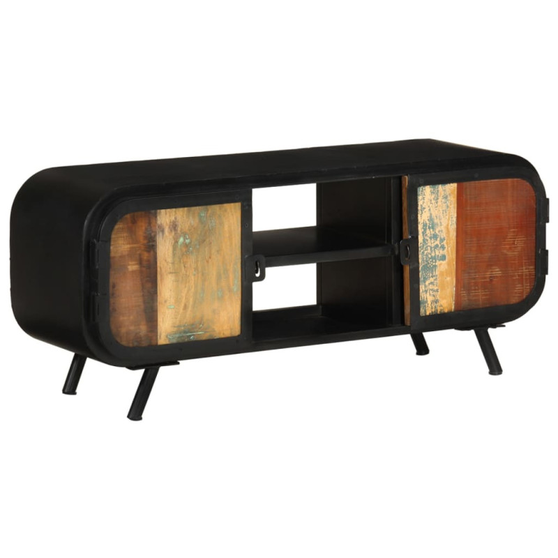 Comodă TV cu picioare, aspect vintage, din lemn masiv reciclat, 110x30x45 cm, handmade