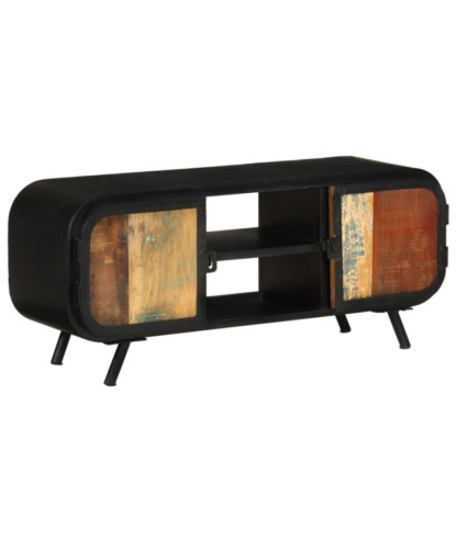 Comodă TV cu picioare, aspect vintage, din lemn masiv reciclat, 110x30x45 cm, handmade