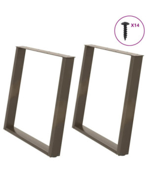 Picioare de masă în formă de U, 2 buc., oțel natural, 90x(72-73) cm - WOODBB2830