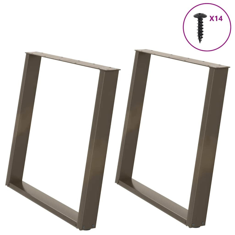 Picioare de masă în formă de U, 2 buc., oțel natural, 90x(72-73) cm - WOODBB2830