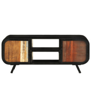 Comodă TV cu picioare, aspect vintage, din lemn masiv reciclat, 110x30x45 cm, handmade