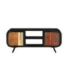 Comodă TV cu picioare, aspect vintage, din lemn masiv reciclat, 110x30x45 cm, handmade
