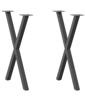 Picioare de masă în formă de X, 2 buc., antracit, 50x(72-73) cm, oțel - WOODBB2832