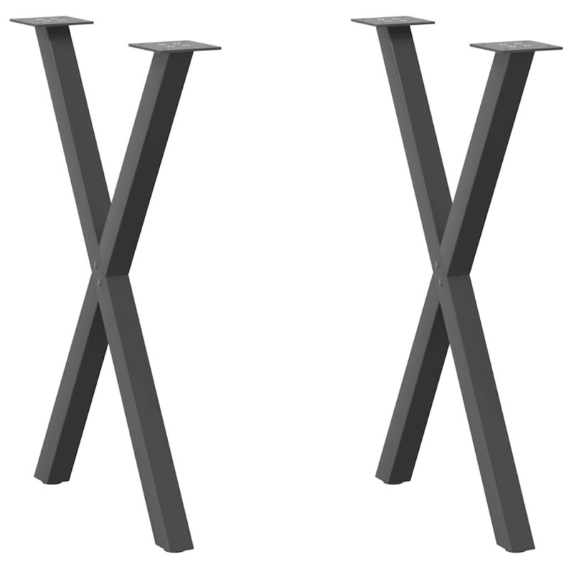 Picioare de masă în formă de X, 2 buc., antracit, 50x(72-73) cm, oțel - WOODBB2832