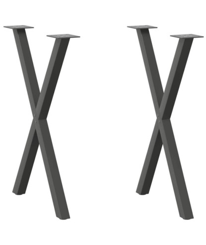 Picioare de masă în formă de X, 2 buc., antracit, 50x(72-73) cm, oțel - WOODBB2832