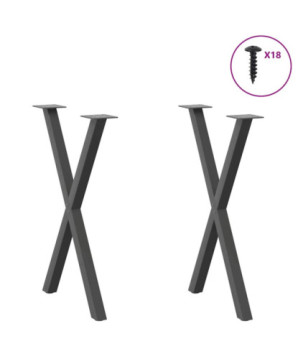 Picioare de masă în formă de X, 2 buc., antracit, 50x(72-73) cm, oțel - WOODBB2832