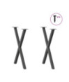 Picioare de masă în formă de X, 2 buc., antracit, 50x(72-73) cm, oțel - WOODBB2832