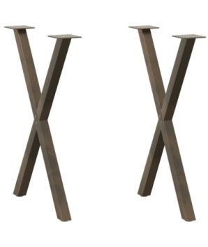 Picioare de masă în formă de X, 2 buc., oțel natural, 50x(72-73) cm - WOODBB2833