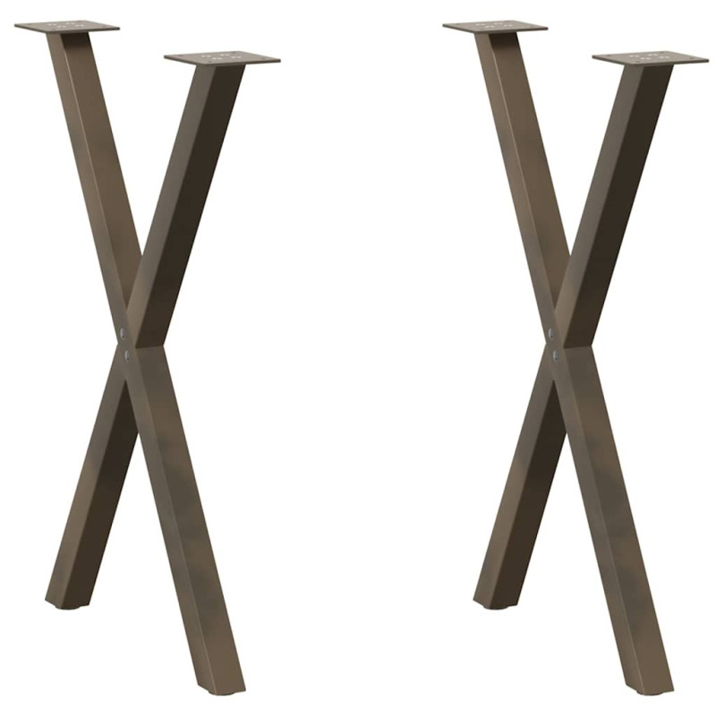 Picioare de masă în formă de X, 2 buc., oțel natural, 50x(72-73) cm - WOODBB2833