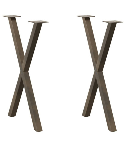 Picioare de masă în formă de X, 2 buc., oțel natural, 50x(72-73) cm - WOODBB2833