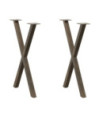 Picioare de masă în formă de X, 2 buc., oțel natural, 50x(72-73) cm - WOODBB2833