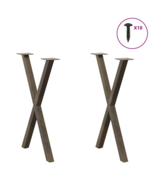 Picioare de masă în formă de X, 2 buc., oțel natural, 50x(72-73) cm - WOODBB2833