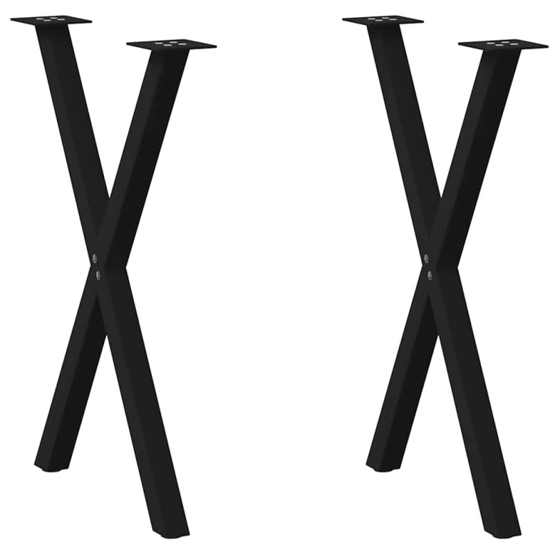 Picioare de masă în formă de X, 2 buc., negru, 57x(72-73) cm, oțel - WOODBB2834