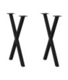 Picioare de masă în formă de X, 2 buc., negru, 57x(72-73) cm, oțel - WOODBB2834