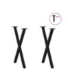 Picioare de masă în formă de X, 2 buc., negru, 57x(72-73) cm, oțel - WOODBB2834