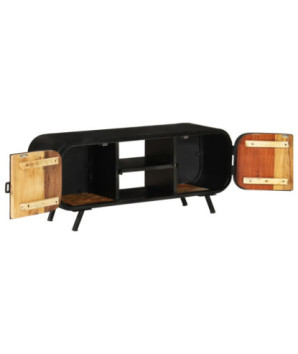 Comodă TV cu picioare, aspect vintage, din lemn masiv reciclat, 110x30x45 cm, handmade