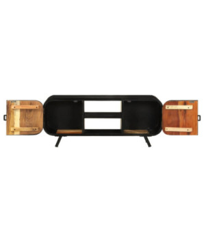 Comodă TV cu picioare, aspect vintage, din lemn masiv reciclat, 110x30x45 cm, handmade