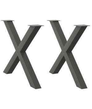Picioare de masă în formă de X, 2 buc., antracit, 90x(72-73) cm, oțel - WOODBB2837