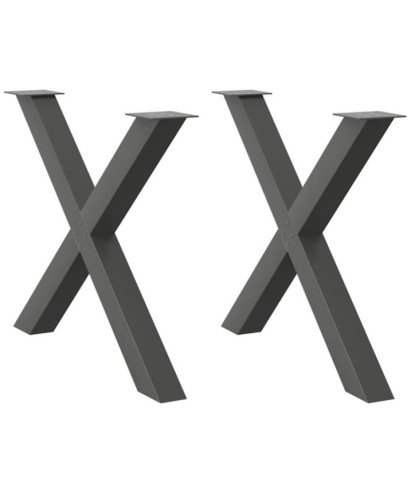 Picioare de masă în formă de X, 2 buc., antracit, 90x(72-73) cm, oțel - WOODBB2837