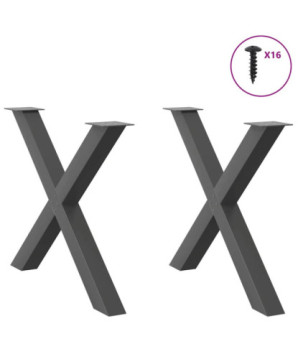 Picioare de masă în formă de X, 2 buc., antracit, 90x(72-73) cm, oțel - WOODBB2837