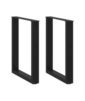 Picioare de masă în formă de U, 2 buc., negru, 60x(72-73) cm, oțel - WOODBB2870