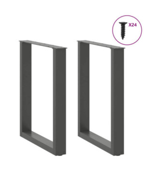Picioare de masă în formă de U, 2 buc., antracit, 60x(72-73) cm, oțel - WOODBB2872