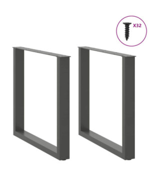 Picioare de masă în formă de U, 2 buc., antracit, 90x(72-73) cm, oțel - WOODBB2890