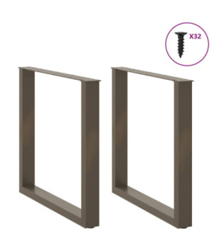 Picioare de masă în formă de U, 2 buc., oțel natural, 90x(72-73) cm - WOODBB2891