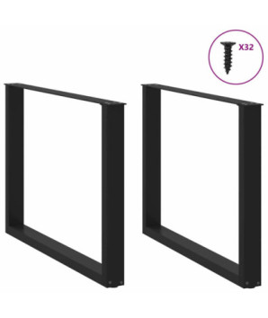 Picioare de masă în formă de U, 2 buc., negru, 100x(72-73) cm, oțel - WOODBB2892