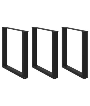Picioare de masă în formă de U, 3 buc., negru, 80x(72-73) cm, oțel - WOODBB2895