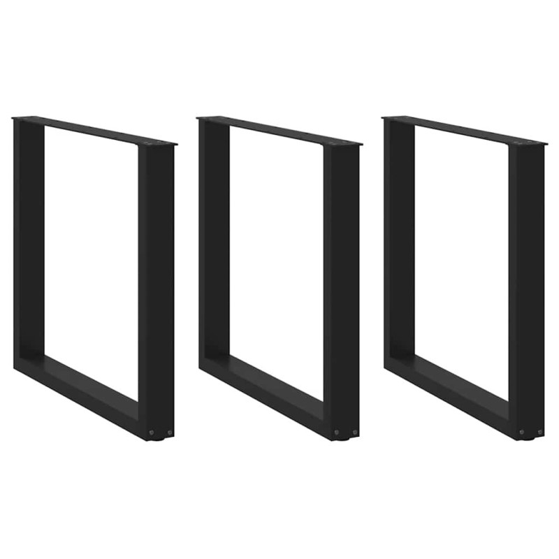 Picioare de masă în formă de U, 3 buc., negru, 80x(72-73) cm, oțel - WOODBB2895