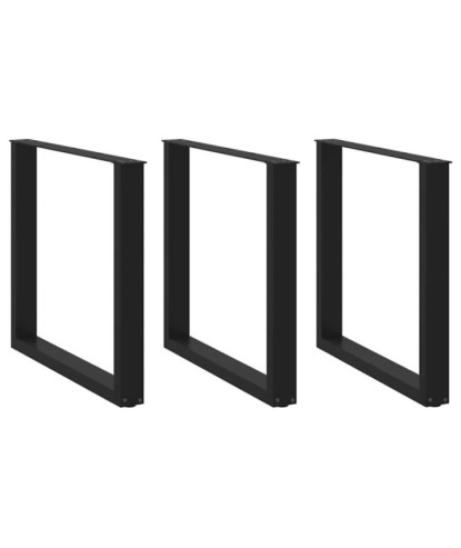 Picioare de masă în formă de U, 3 buc., negru, 80x(72-73) cm, oțel - WOODBB2895