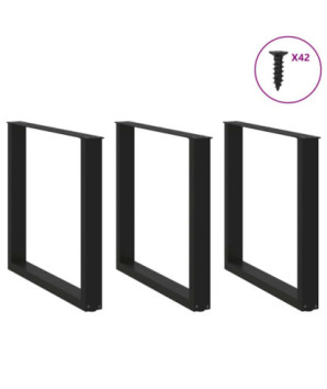 Picioare de masă în formă de U, 3 buc., negru, 80x(72-73) cm, oțel - WOODBB2895