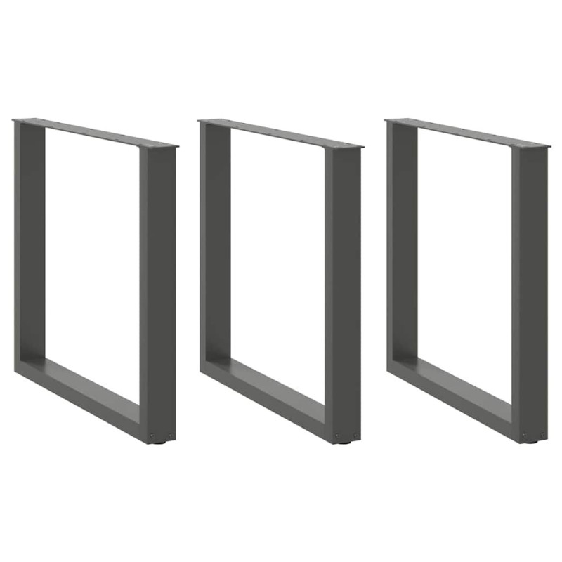 Picioare de masă în formă de U, 3 buc., antracit, 80x(72-73) cm, oțel - WOODBB2897