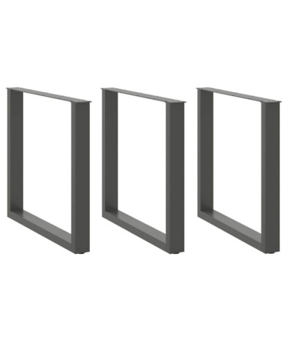 Picioare de masă în formă de U, 3 buc., antracit, 80x(72-73) cm, oțel - WOODBB2897