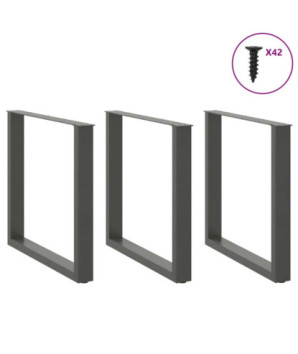 Picioare de masă în formă de U, 3 buc., antracit, 80x(72-73) cm, oțel - WOODBB2897
