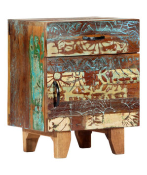 Noptieră sculptată manual, 40 x 30 x 50 cm, lemn reciclat - WOODBB307