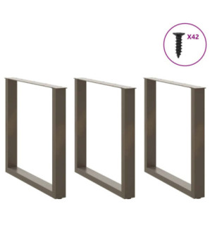 Picioare de masă în formă de U, 3 buc., oțel natural, 80x(72-73) cm - WOODBB2909
