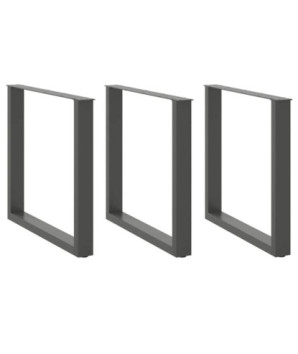 Picioare de masă în formă de U, 3 buc., antracit, 90x(72-73) cm, oțel - WOODBB2910