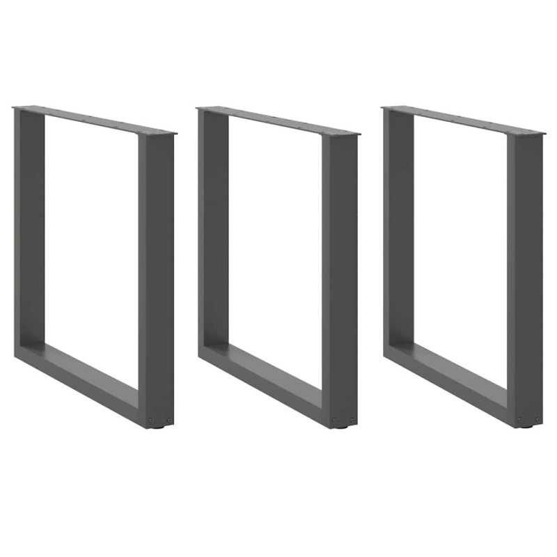 Picioare de masă în formă de U, 3 buc., antracit, 90x(72-73) cm, oțel - WOODBB2910