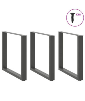 Picioare de masă în formă de U, 3 buc., antracit, 90x(72-73) cm, oțel - WOODBB2910
