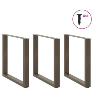 Picioare de masă în formă de U, 3 buc., oțel natural, 90x(72-73) cm - WOODBB2911