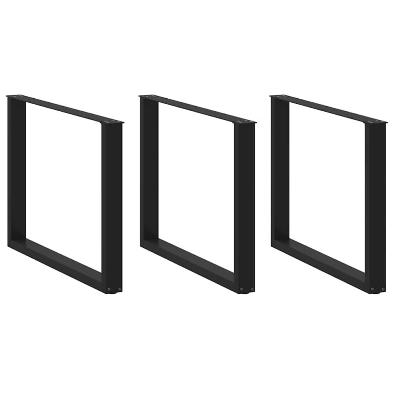 Picioare de masă în formă de U, 3 buc., negru, 100x(72-73) cm, oțel - WOODBB2912