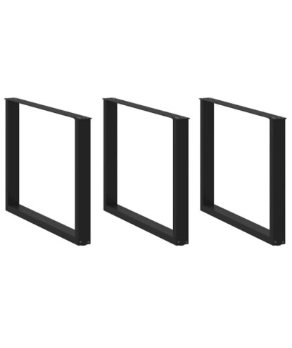 Picioare de masă în formă de U, 3 buc., negru, 100x(72-73) cm, oțel - WOODBB2912