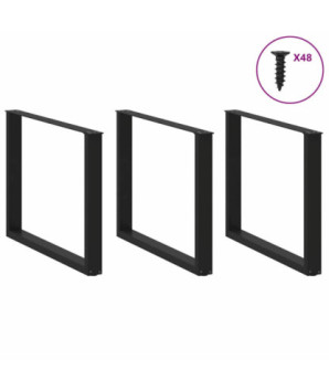Picioare de masă în formă de U, 3 buc., negru, 100x(72-73) cm, oțel - WOODBB2912