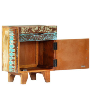 Noptieră sculptată manual, 40 x 30 x 50 cm, lemn reciclat - WOODBB307