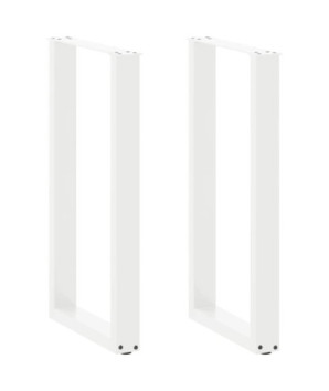 Picioare de masă de bar în formă de U, 2 buc., alb, 50x(90-91) cm, oțel - WOODBB2930
