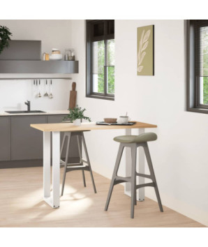 Picioare de masă de bar în formă de U, 2 buc., alb, 50x(90-91) cm, oțel - WOODBB2930