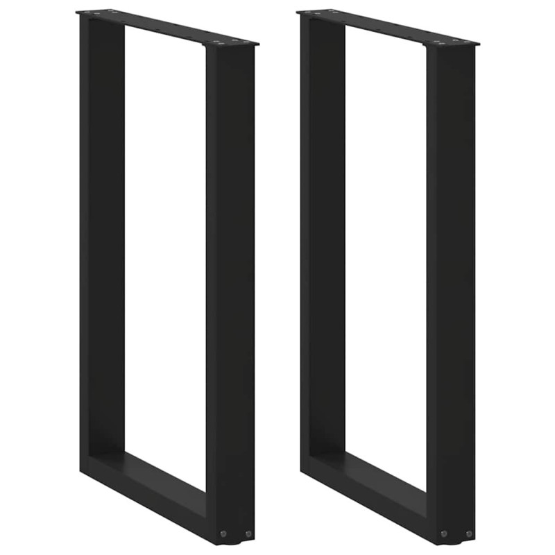 Picioare de masă de bar în formă de U, 2 buc., negru, 60x(90-91) cm, oțel - WOODBB2933