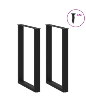 Picioare de masă de bar în formă de U, 2 buc., negru, 60x(90-91) cm, oțel - WOODBB2933